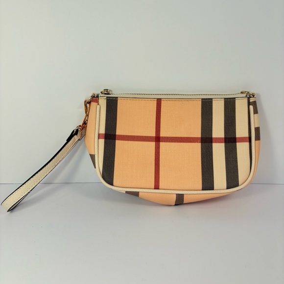 Plaid Checkered Academia Preppy Beige Clutch Strap Crossbody Purse - Picture 2 of 9